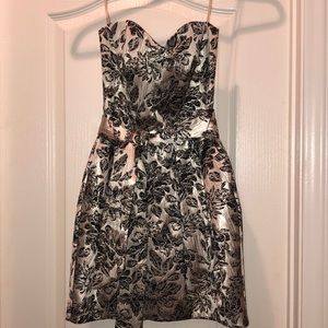 Vintage Y2K brocade strapless dress